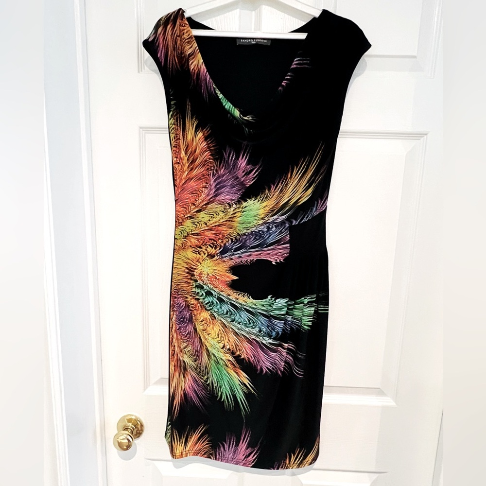 Sandro Ferrone multicoloured dress, cowl neck, Italian made